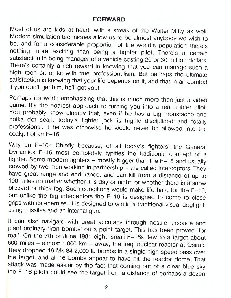 F-16 Combat Pilot flight manual page 2
