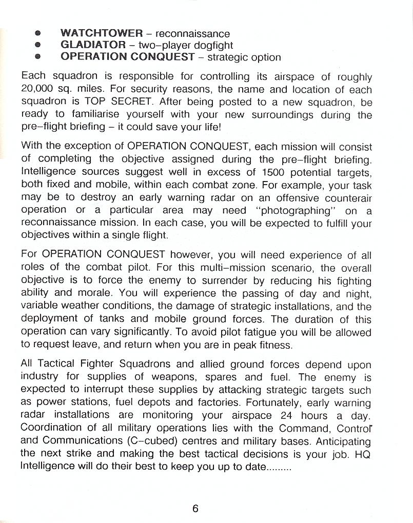 F-16 Combat Pilot flight manual page 6