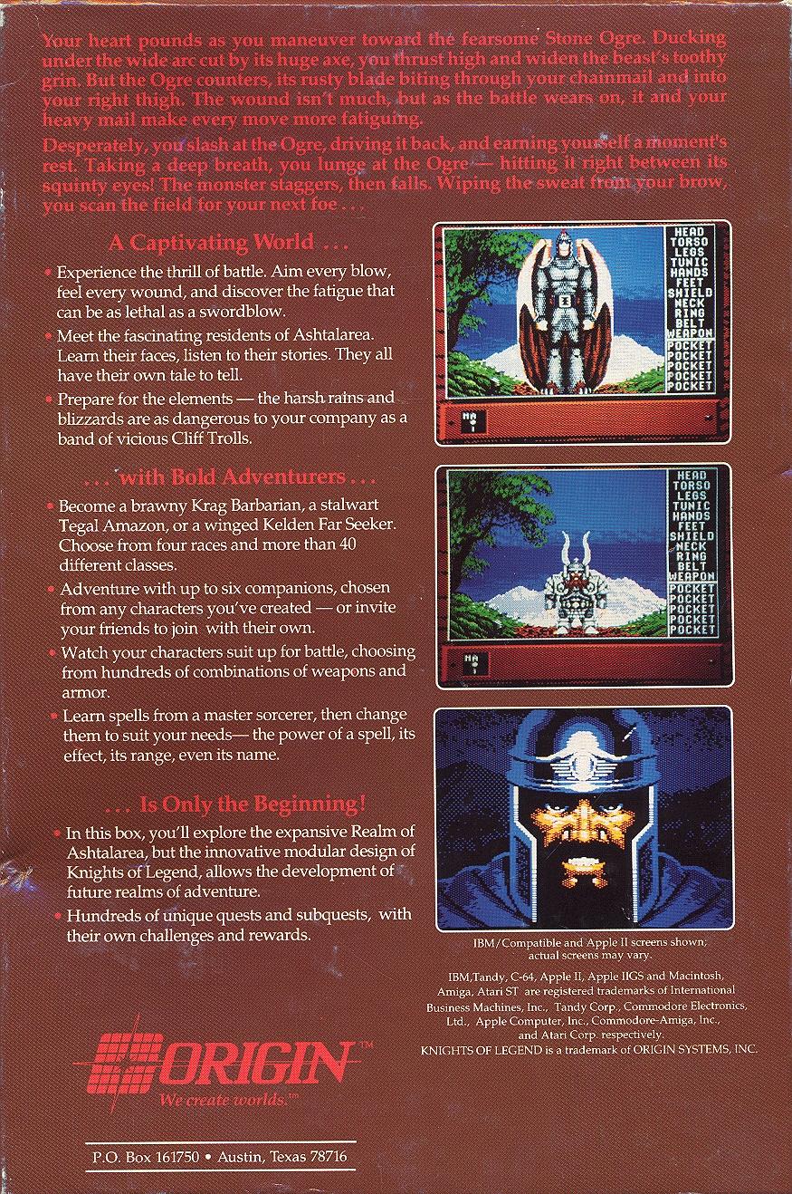 Knights of Legend box back