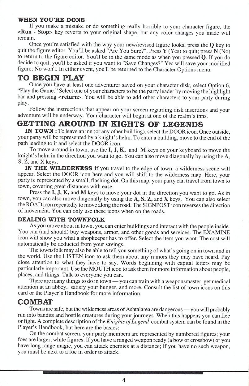 Knights of Legend players reference card page 4