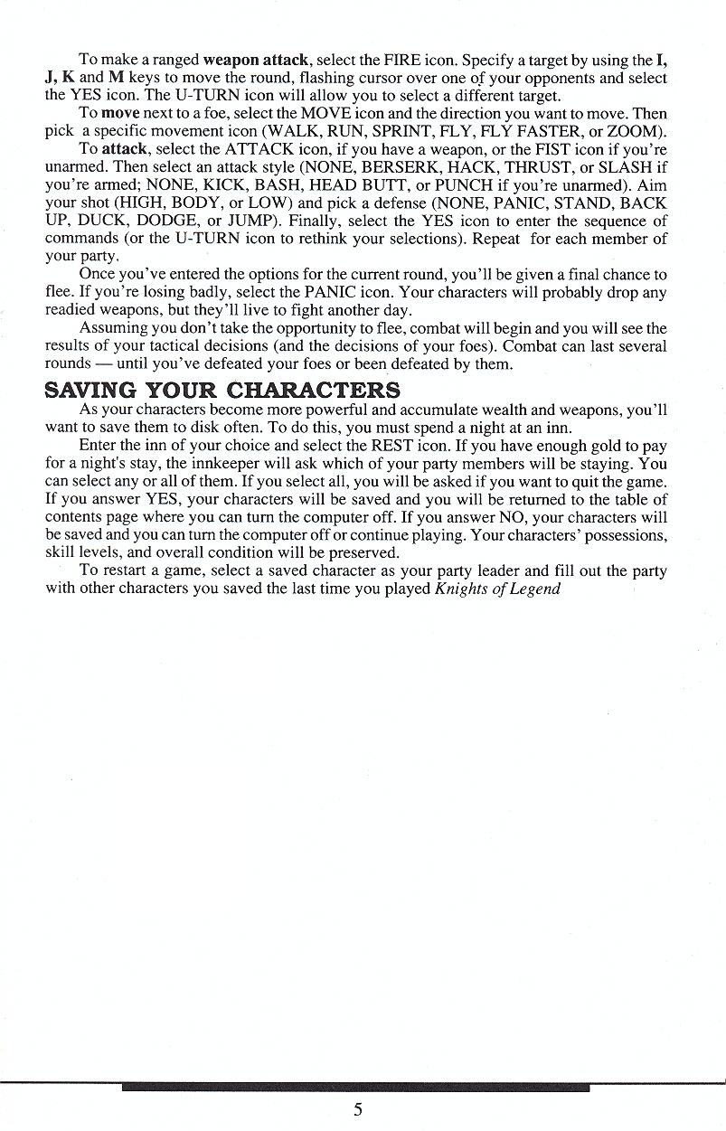 Knights of Legend players reference card page 5