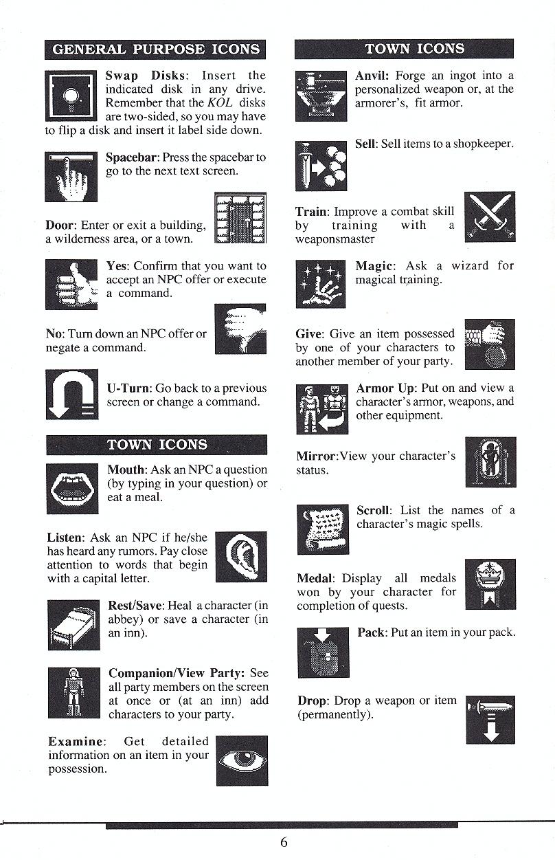 Knights of Legend players reference card page 6
