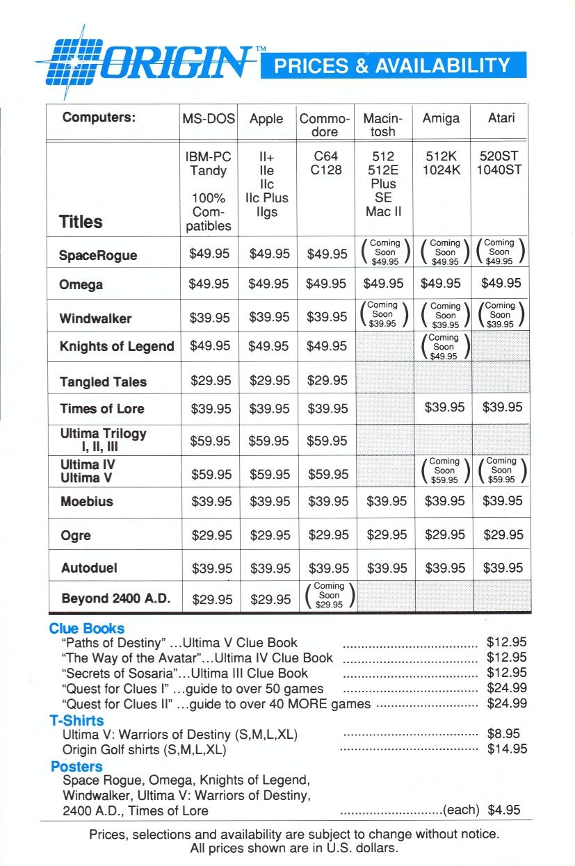 Knights of Legend product catalog page 8