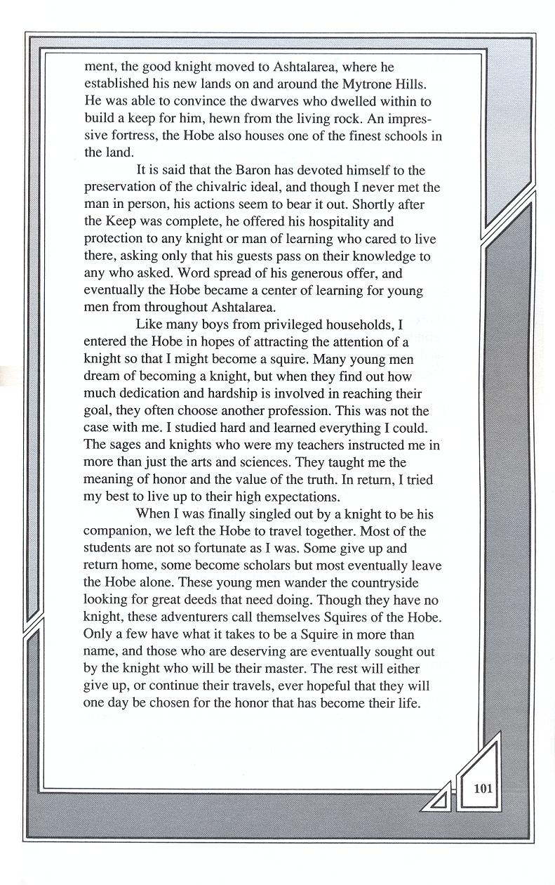 Knights of Legend players handbook page 101