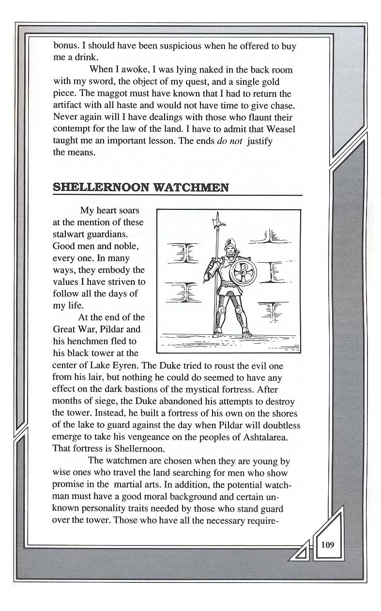 Knights of Legend players handbook page 109
