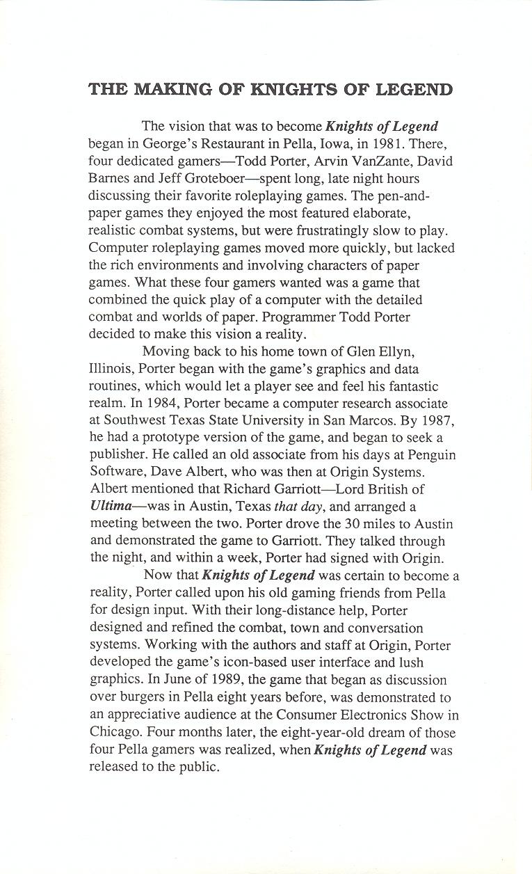 Knights of Legend players handbook page i