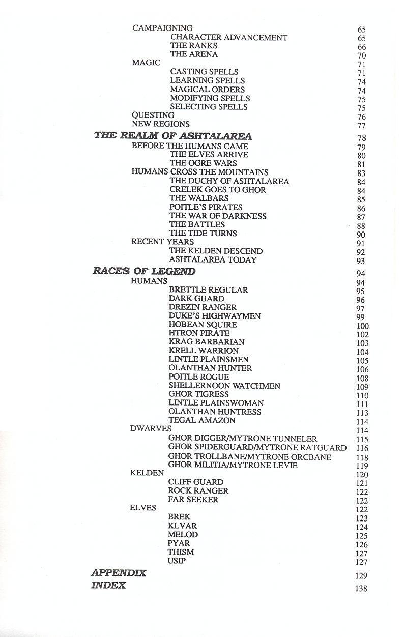 Knights of Legend players handbook page iii