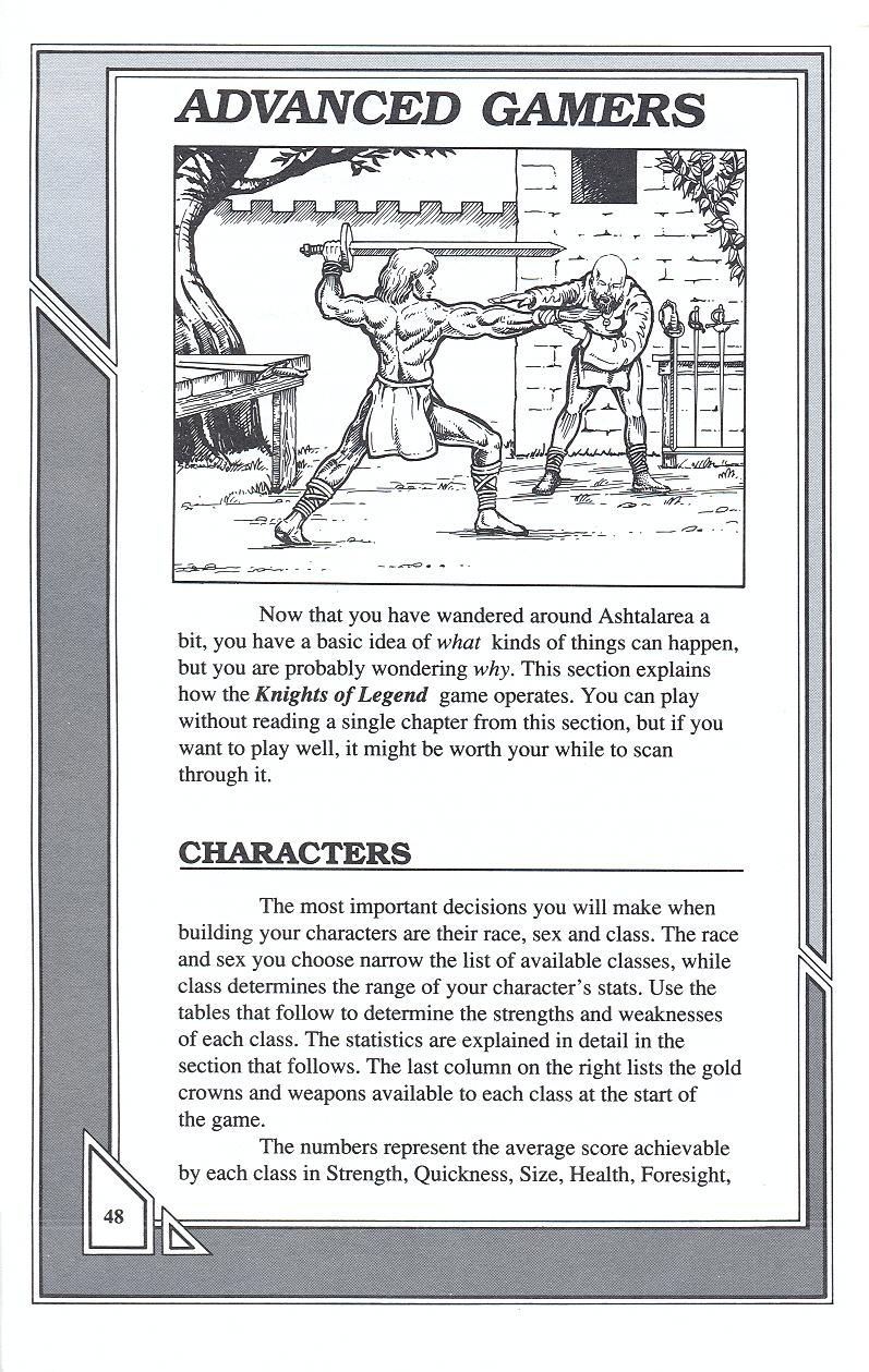 Knights of Legend players handbook page 48