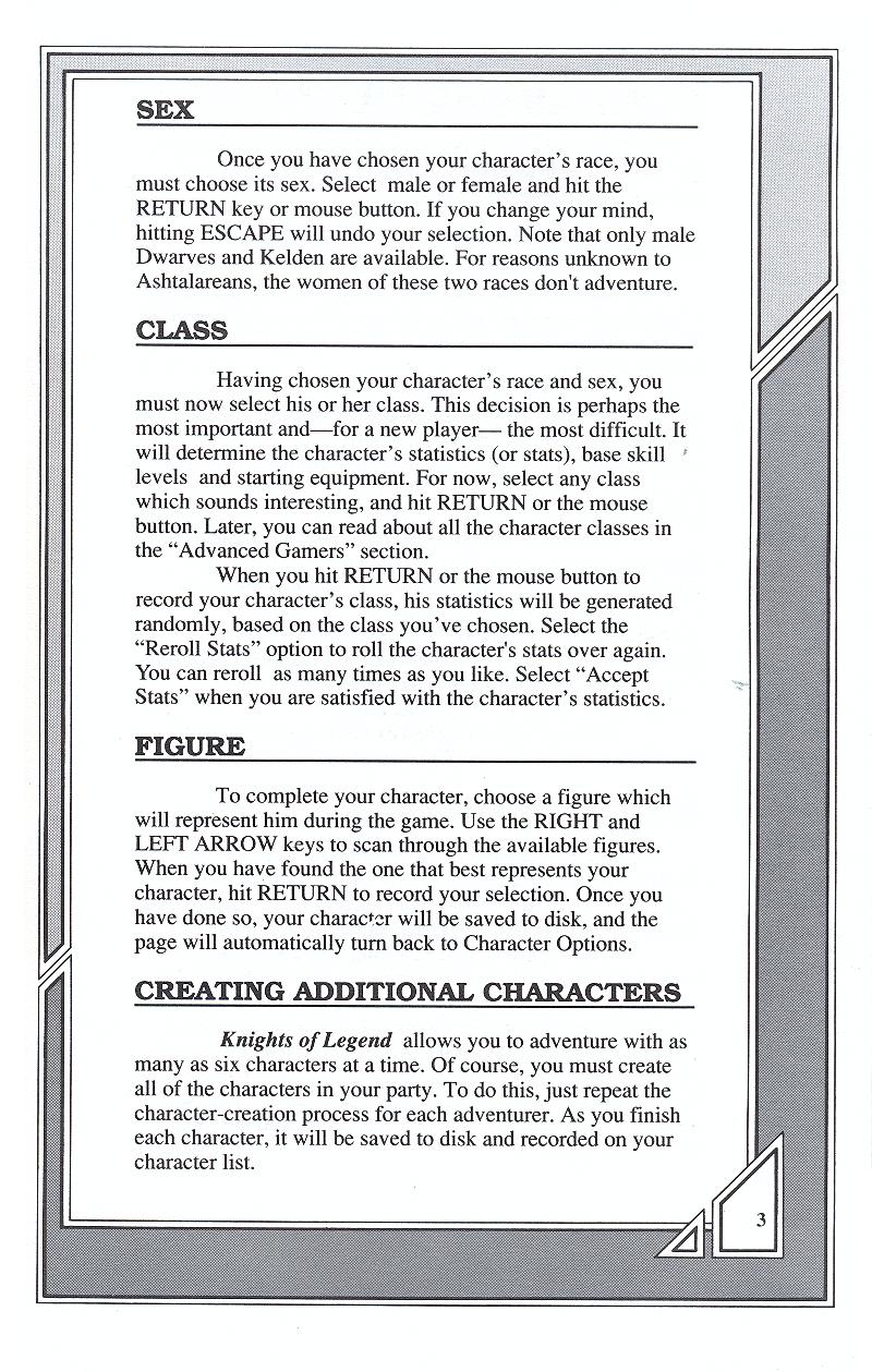 Knights of Legend players handbook page 3