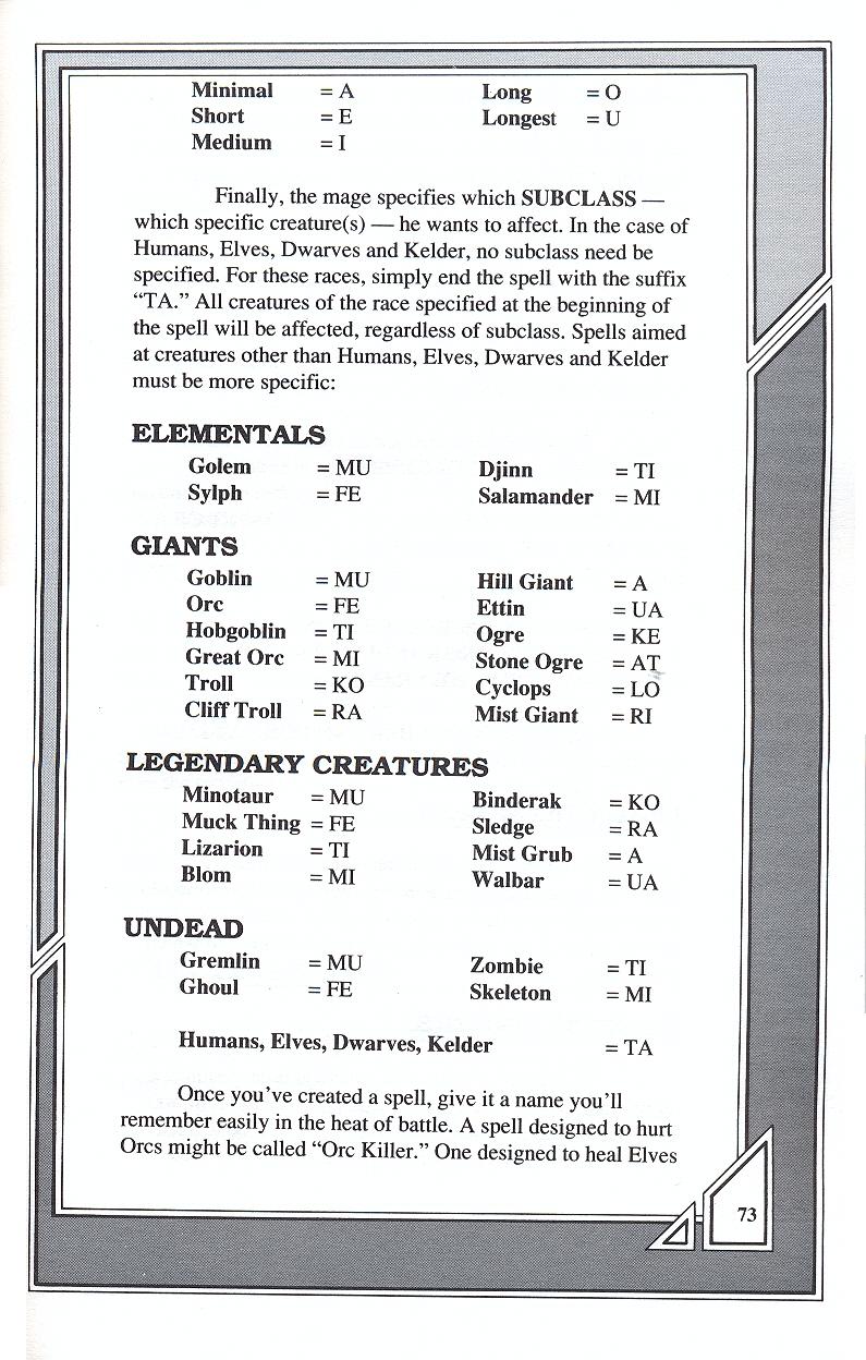 Knights of Legend players handbook page 73