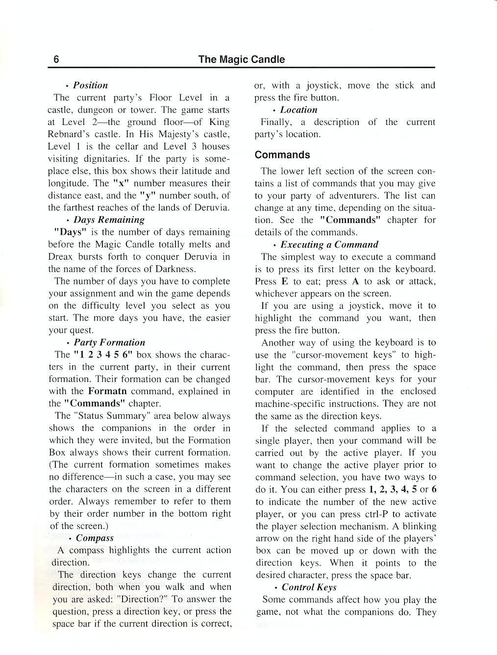 The Magic Candle manual page 6