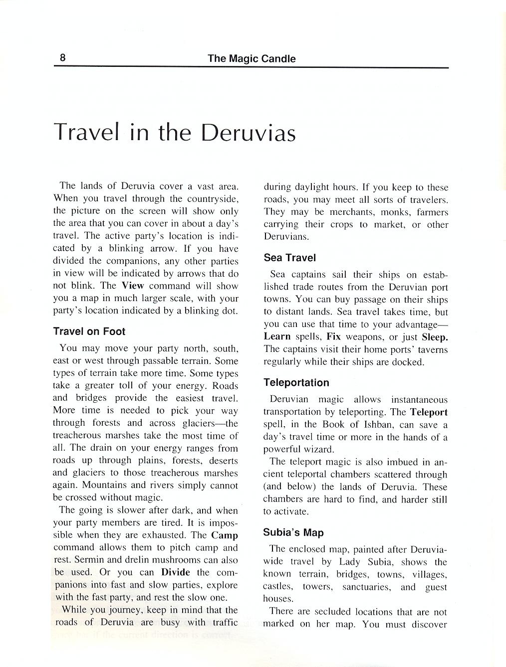 The Magic Candle manual page 8