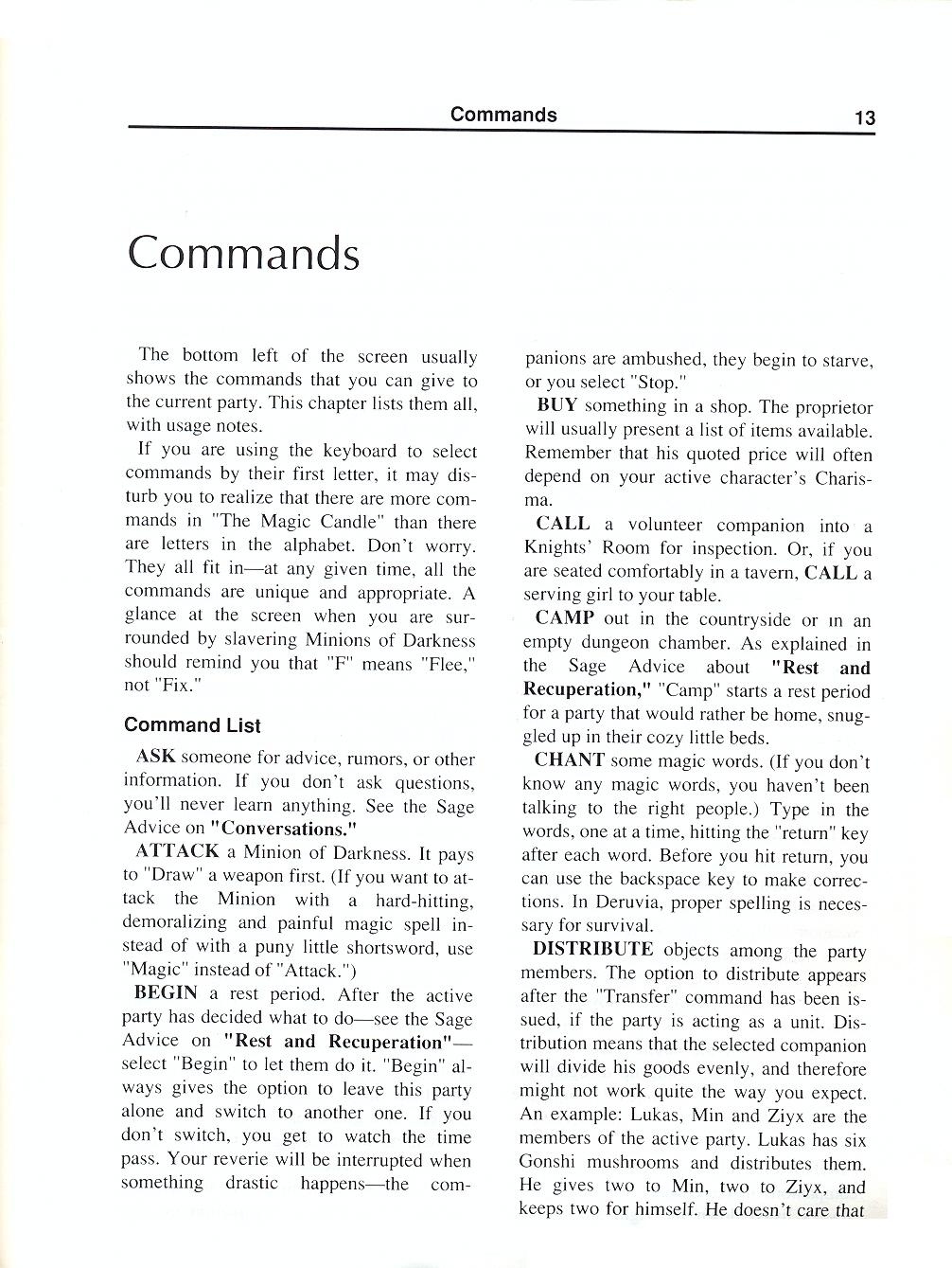 The Magic Candle manual page 13