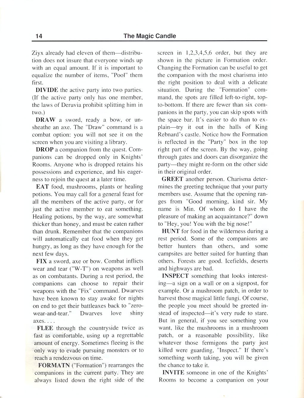 The Magic Candle manual page 14