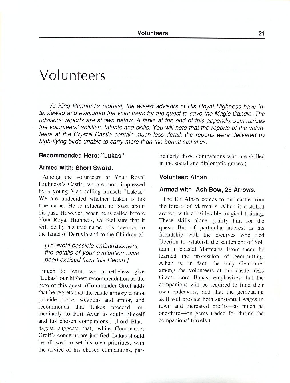 The Magic Candle manual page 21