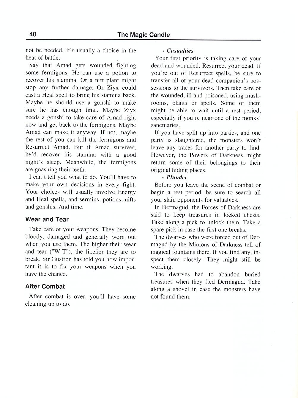 The Magic Candle manual page 48