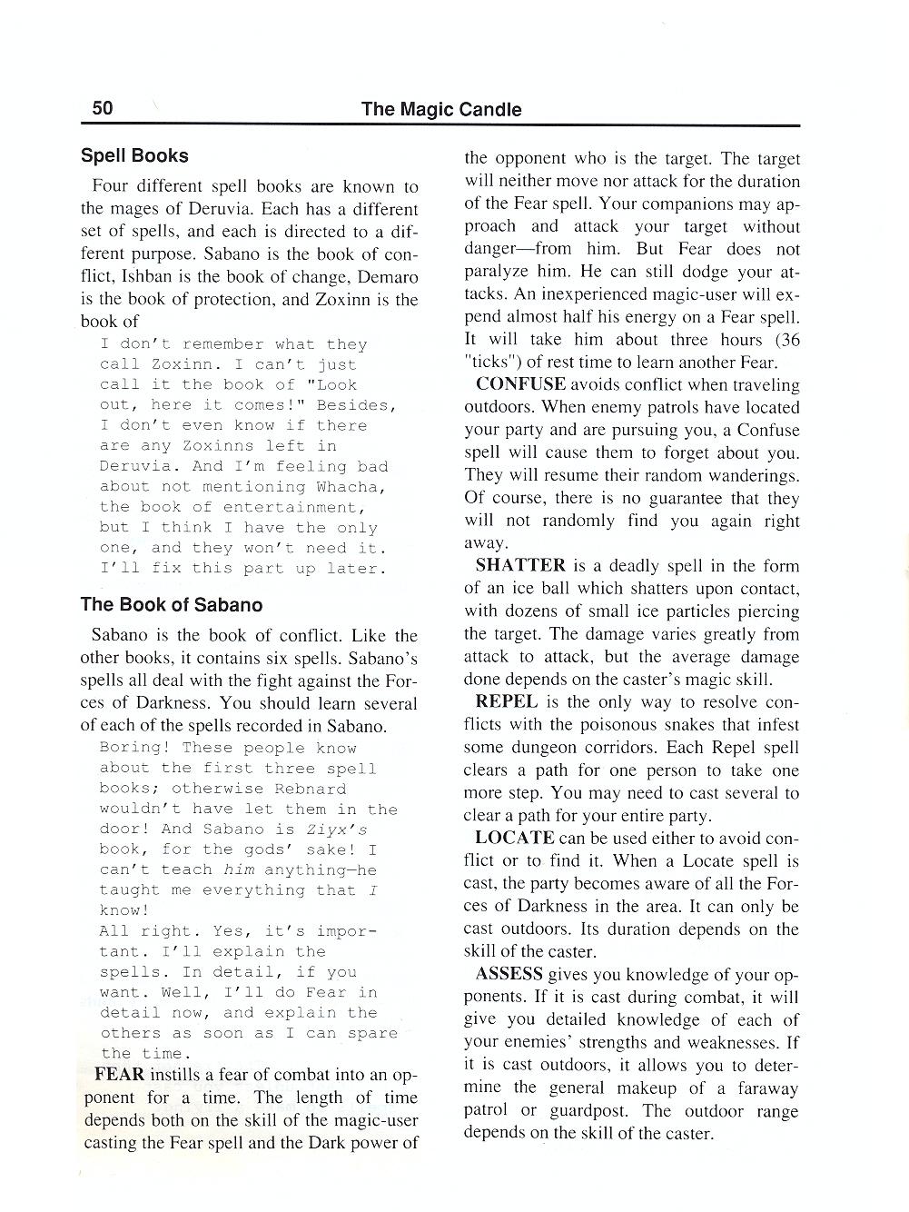 The Magic Candle manual page 50