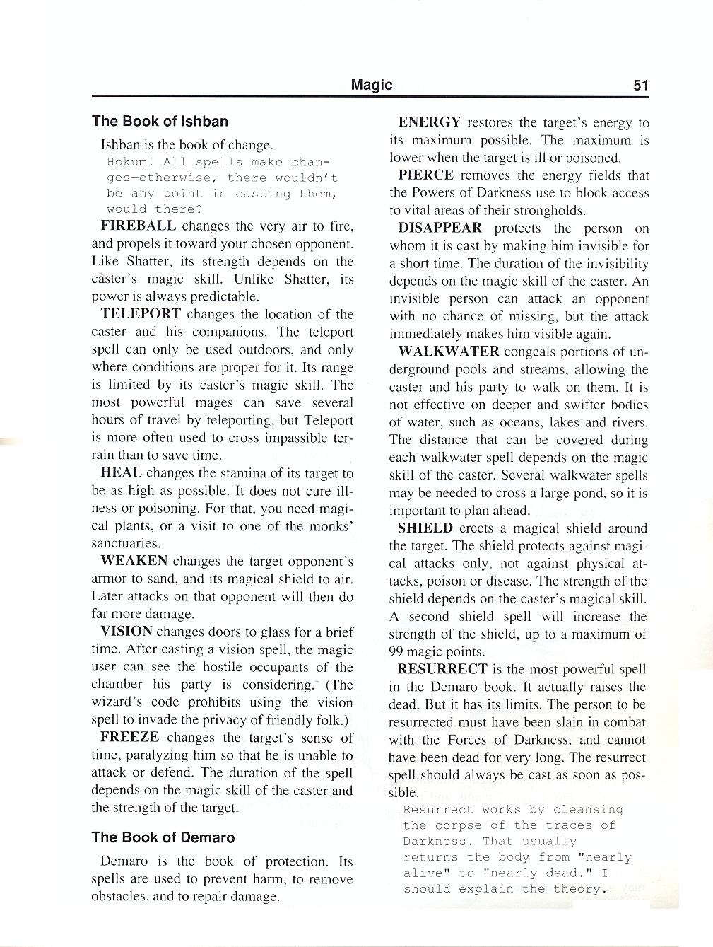 The Magic Candle manual page 51