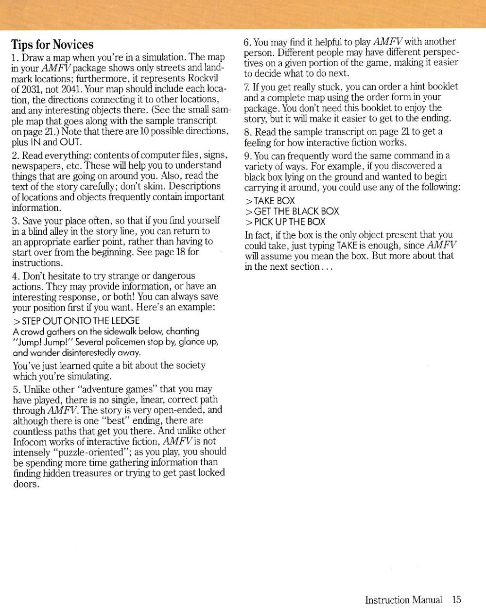 A Mind Forever Voyaging manual page 15