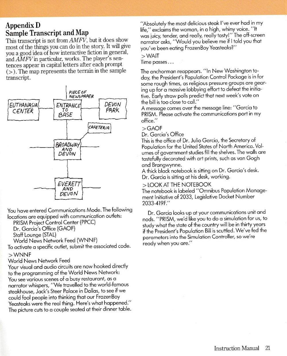 A Mind Forever Voyaging manual page 21