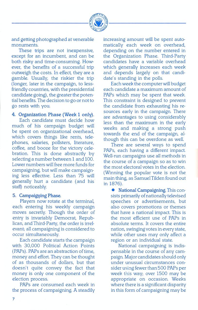 President Elect (1988 Edition) manual page 7