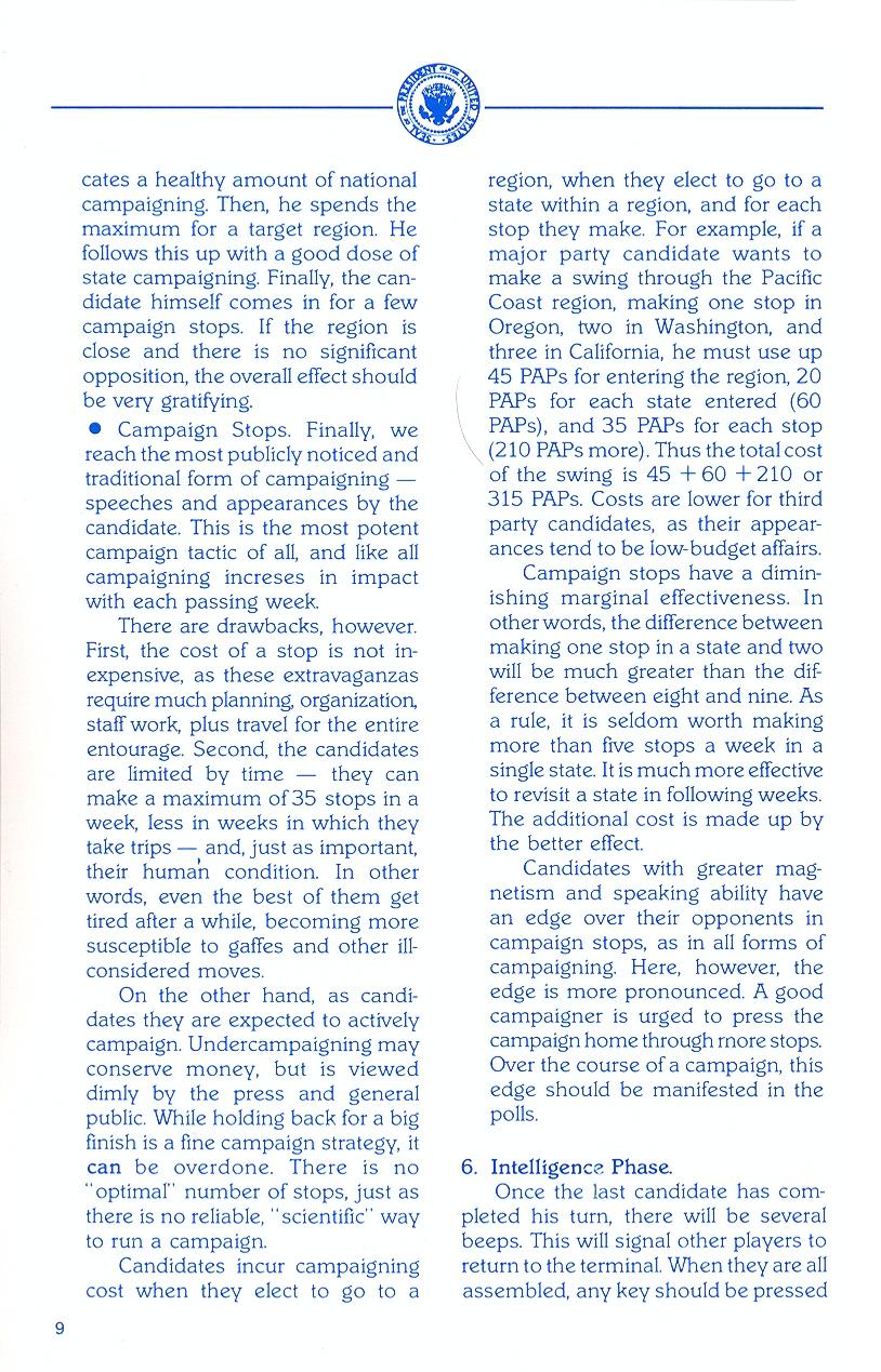 President Elect (1988 Edition) manual page 9