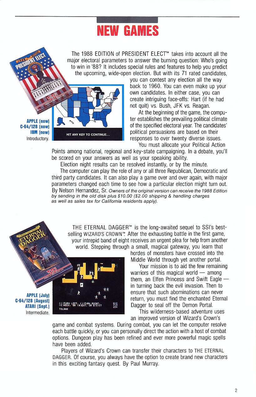 President Elect (1988 Edition) 1987 catalog page 2